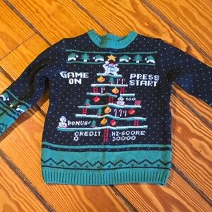 Holiday Time Green and Black Sweater